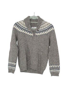 Relume Journal Standard 100% Wool Fair Isle Nordic Sweater Gray Pullover